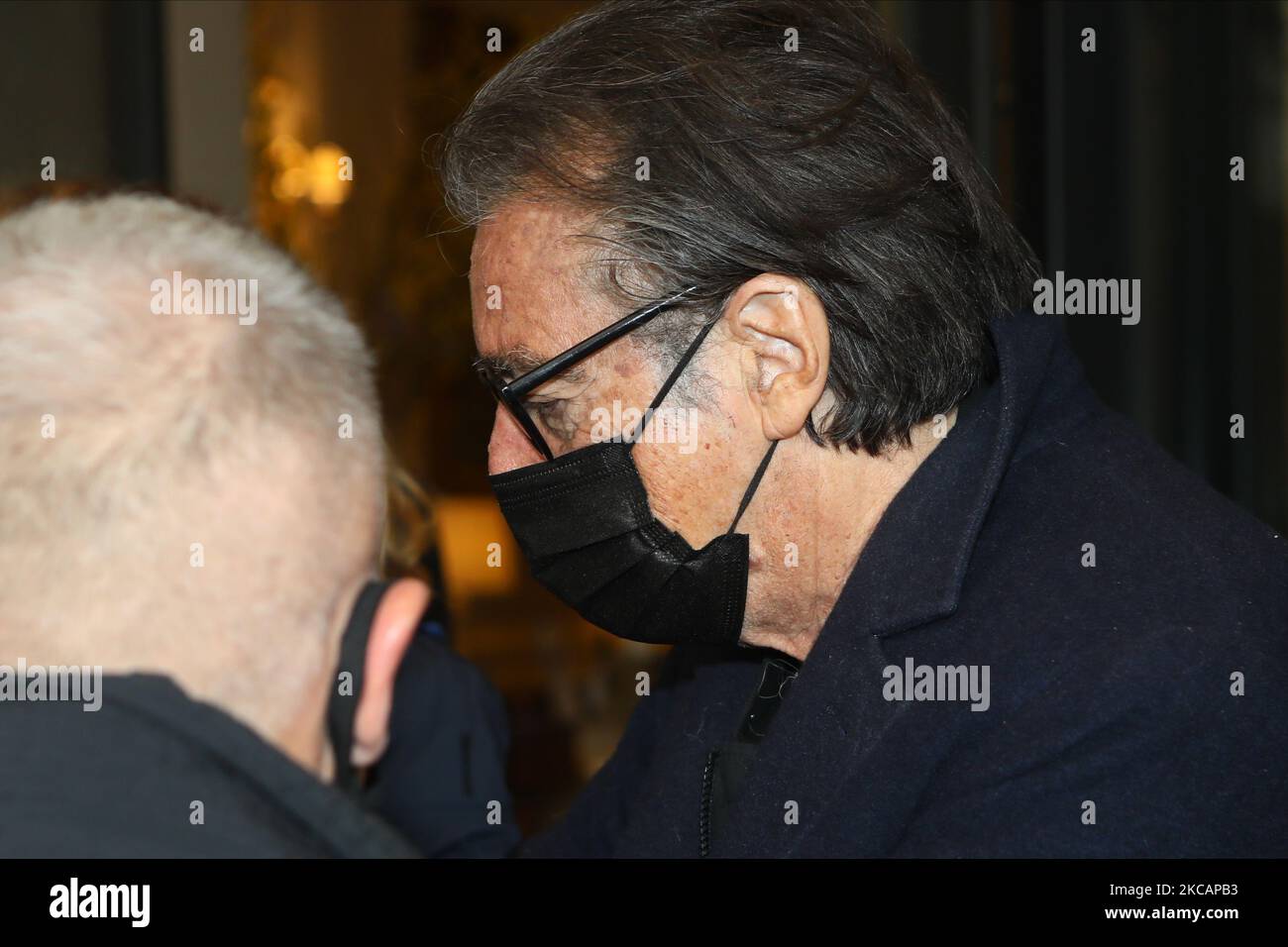 Al Pacino entdeckte im Palazzo Parigi für die Dreharbeiten zum ‘House of Gucci’ in Mailand am 12. März 2021 in Italien. (Foto von Mairo Cinquetti/NurPhoto) Stockfoto