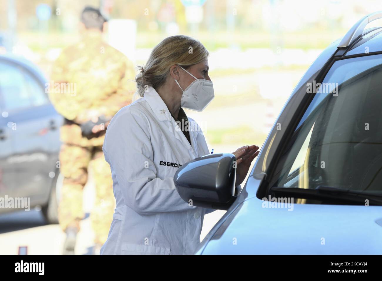 Einweihung der Anti-Covid-Impfungen im Parcheggio Parco Trenno in Mailand am 15. März 2021 in Italien. (Foto von Mairo Cinquetti/NurPhoto) Stockfoto