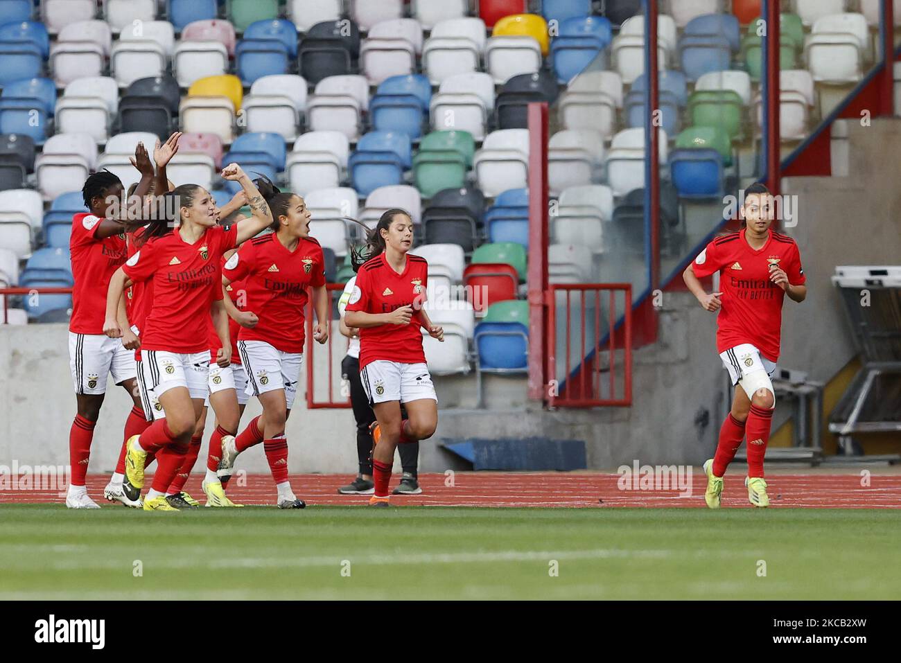 Nycole Raysla feiert ein Tor beim TAA da Liga Finale der Damen zwischen Sporting CP und SL Benfica FC im Estdio Magalhes Pessoa, Leiria, Portugal, 17. März, 2021 (Foto von JoÃ£o Rico/NurPhoto) Stockfoto