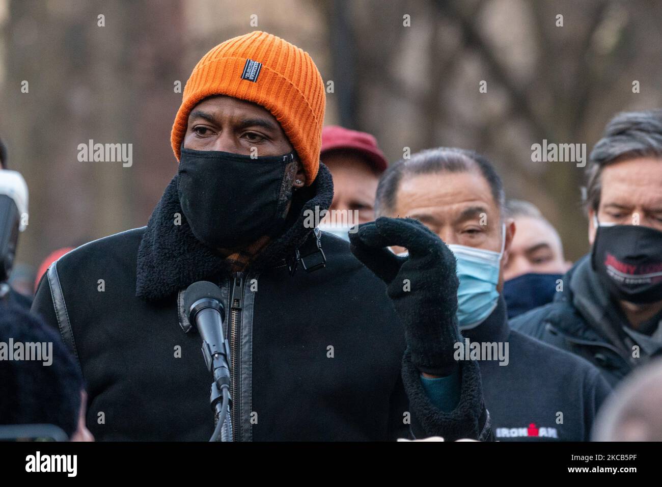 Die New Yorker Staatsanwaltschaft Jumaane Williams nimmt am 19. März 2021 am Union Square in New York City, USA, an einer Friedenswache für die Erschießung von Opfern asiatischen Hasses in Atlanta Spa Teil. (Foto von John Nacion/NurPhoto) Stockfoto