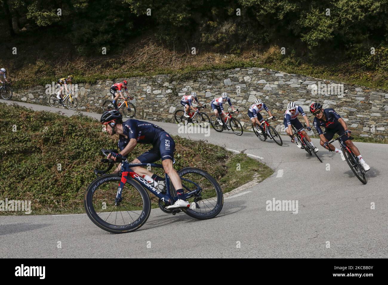 46 Jonathan Castroviejo aus Spanien von Ineos Grenadiers Aktion, während der 100. Volta Ciclista a Catalunya 2021, Etappe 1 von Calella nach Calella. Am 22. März 2021 in Calella, Spanien. (Foto von Xavier Bonilla/NurPhoto) Stockfoto