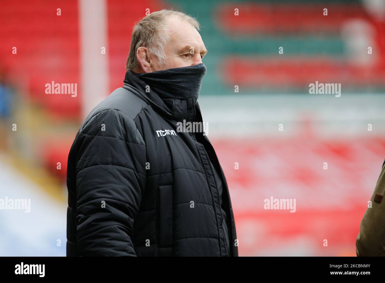 Dean Richards (Falcons DOR) vor dem Gallagher Premiership-Spiel zwischen Leicester Tigers und Newcastle Falcons in der Welford Road, Leicester, Engalnd am 28.. März 2021. (Foto von Chris Lishman/MI News/NurPhoto) Stockfoto