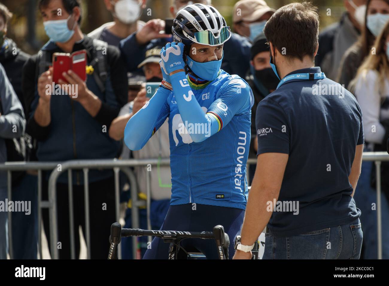 01 Alejandro Valverde aus Spanien, Portrait des Movistar Teams, während der 100.. Volta Ciclista a Catalunya 2021, Etappe 1 von Calella nach Calella. Am 22. März 2021 in Calella, Spanien. (Foto von Xavier Bonilla/NurPhoto) Stockfoto