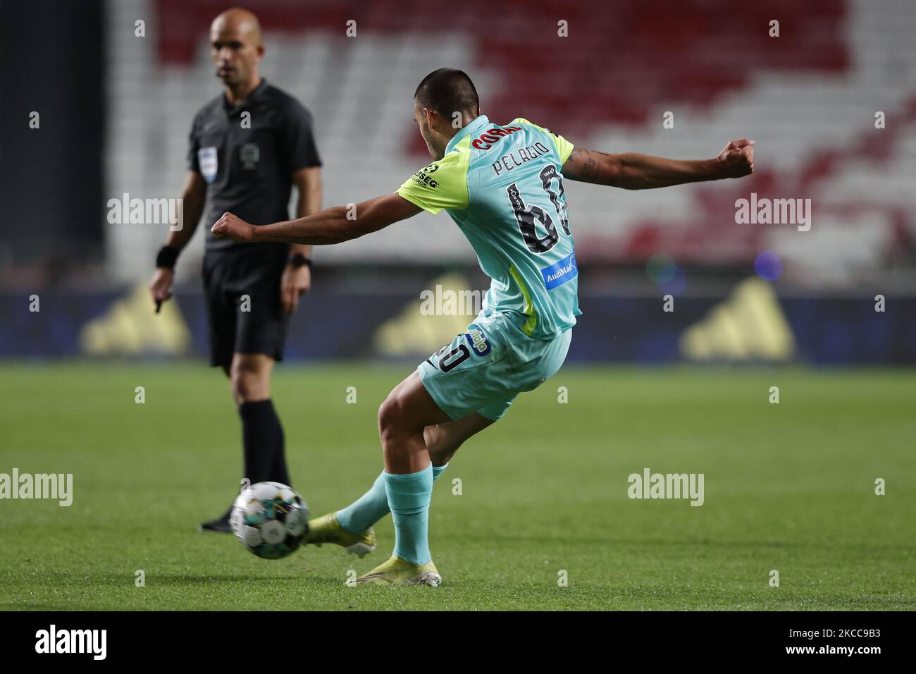 Pedro Pelgio schießt während des Spiels für Liga NOS zwischen SL Benfica und Maritimo, im Estadio da Luz, Lissabon, Portugal, 05. April, 2021 (Foto von JoÃ£o Rico/NurPhoto) Stockfoto