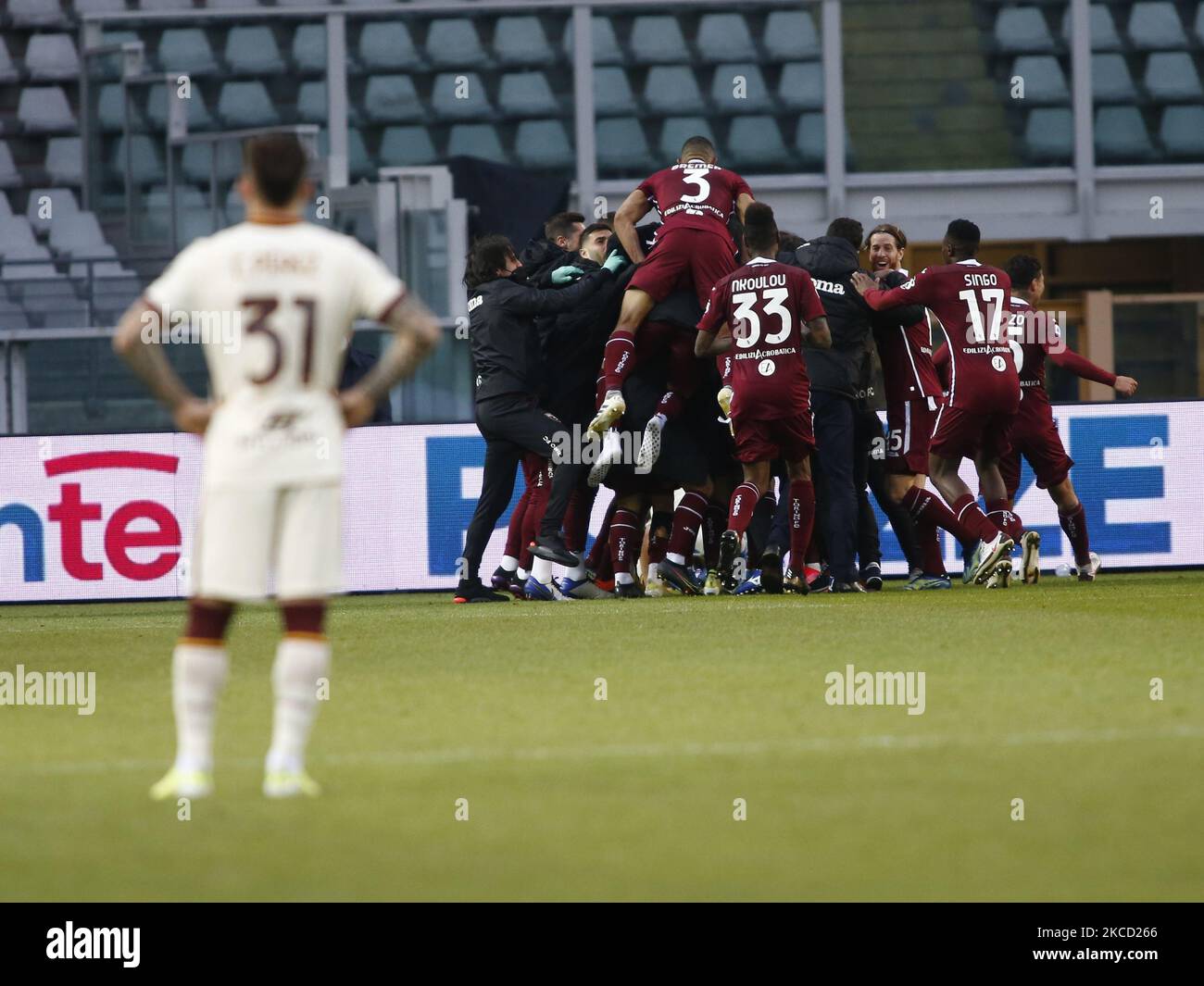 Torino Team während des Serie-A-Spiels zwischen Turin und Roma in Turin, Italien, am 18. April 2021. (Foto von Loris Roselli/NurPhoto) Stockfoto