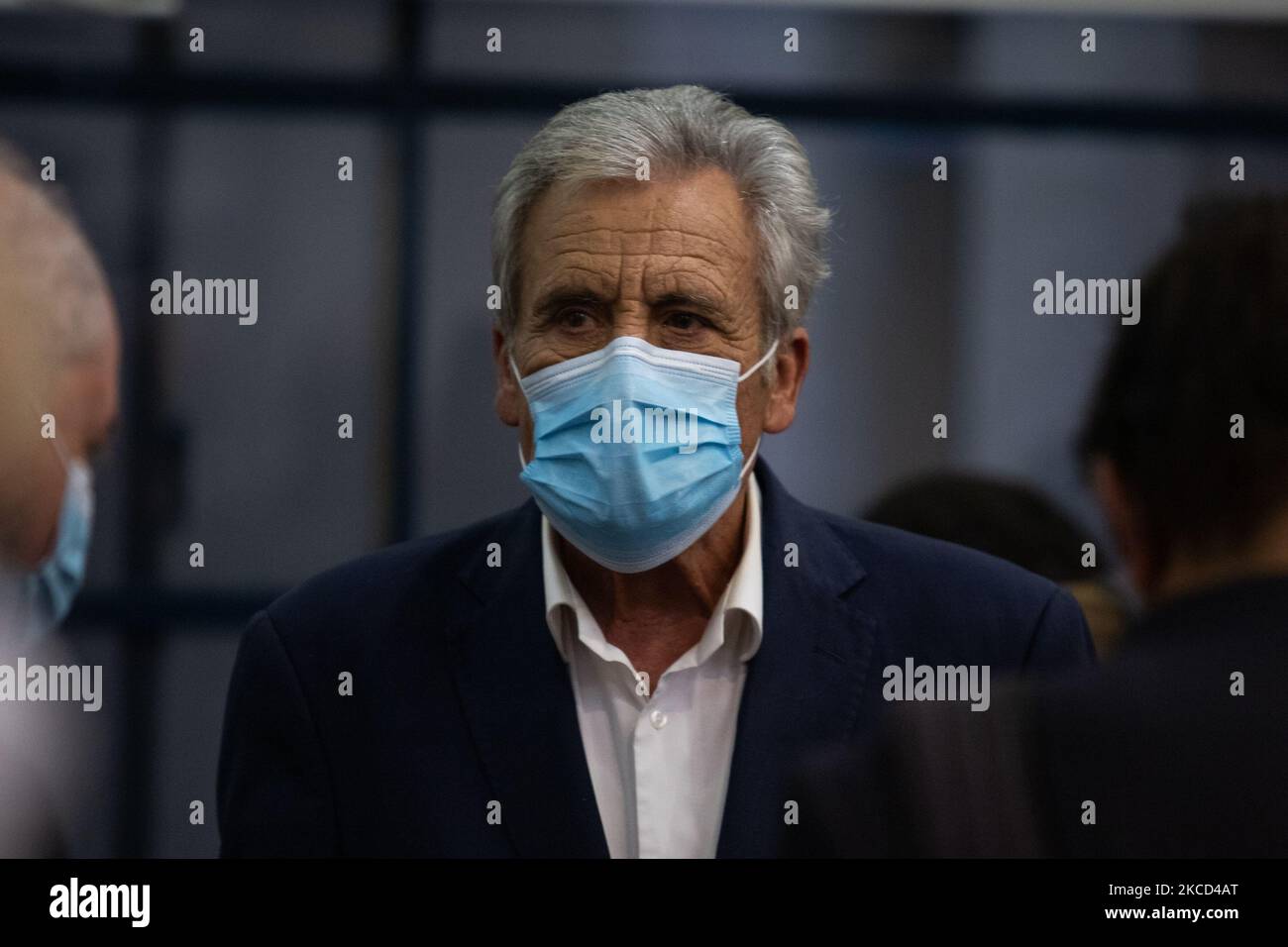 Der Generalsekretär der PCP, Jerónimo de Sousa, am PCP-Hauptsitz in Lissabon, Portugal, Am 20. April 2021. Die Kommunistische Partei ( PCP ) bildet eine Koalition mit der Umweltpartei ( PEV ) für die diesjährigen Kommunalwahlen. Die CDU, einheitliche demokratische Koalition. (Foto von Nuno Cruz/NurPhoto) Stockfoto