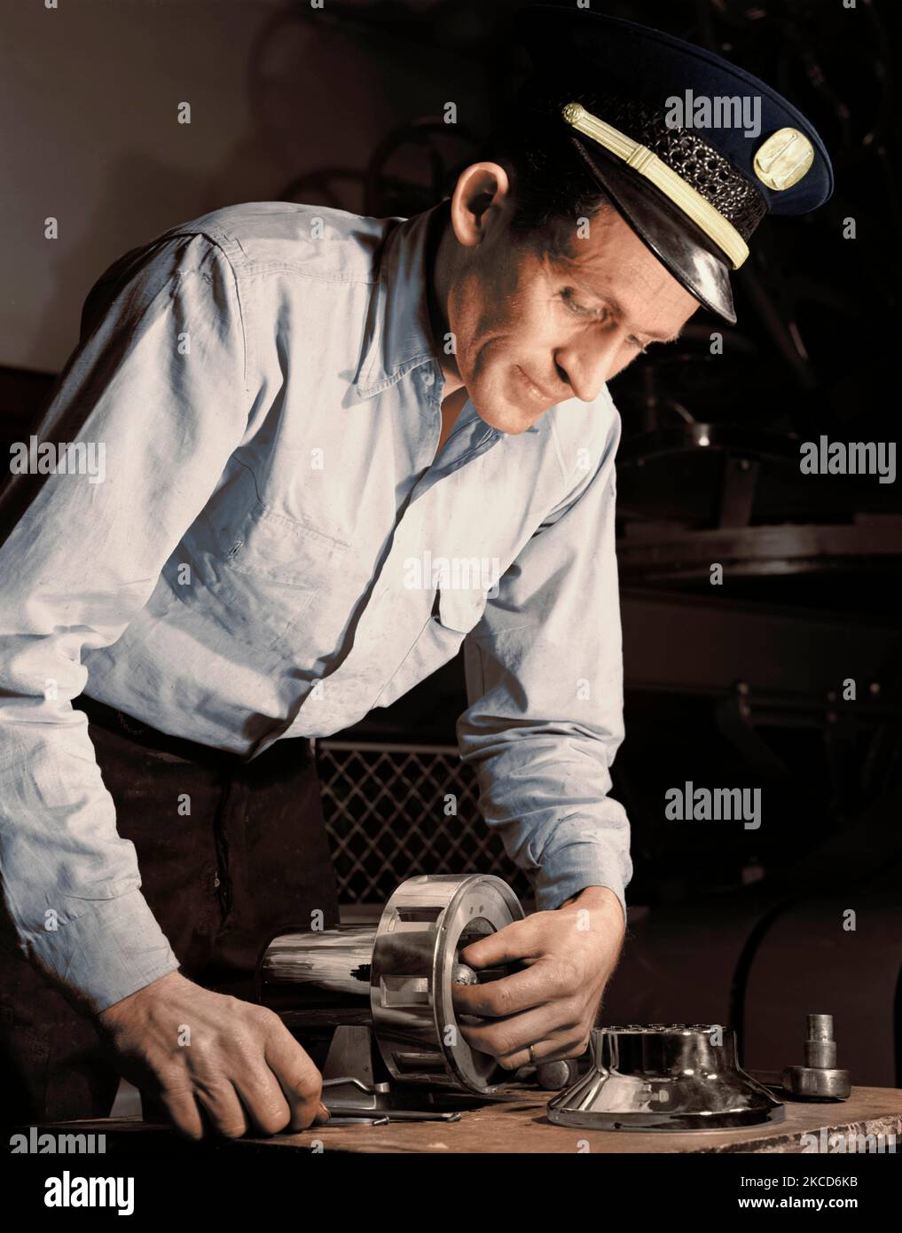 Air Raid Siren Mann, 1952. Stockfoto