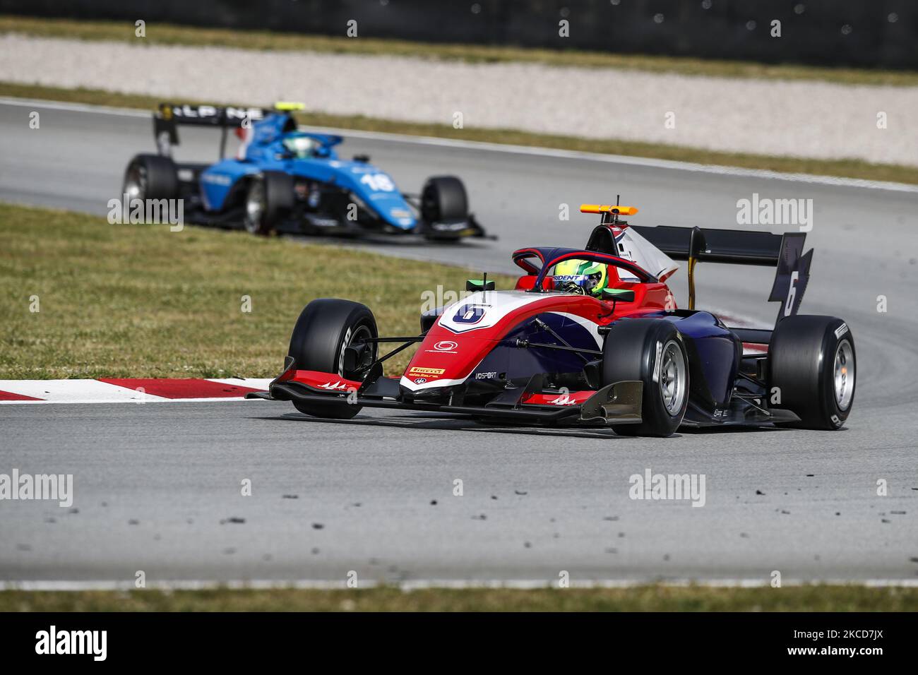 06 David Schumacher aus Deutschland von Trient Aktion am zweiten Tag des Formel 3 Tests auf dem Circuit de Barcelona - Catalunya am 21. April 2021 in Montmelo, Spanien. (Foto von Xavier Bonilla/NurPhoto) Stockfoto