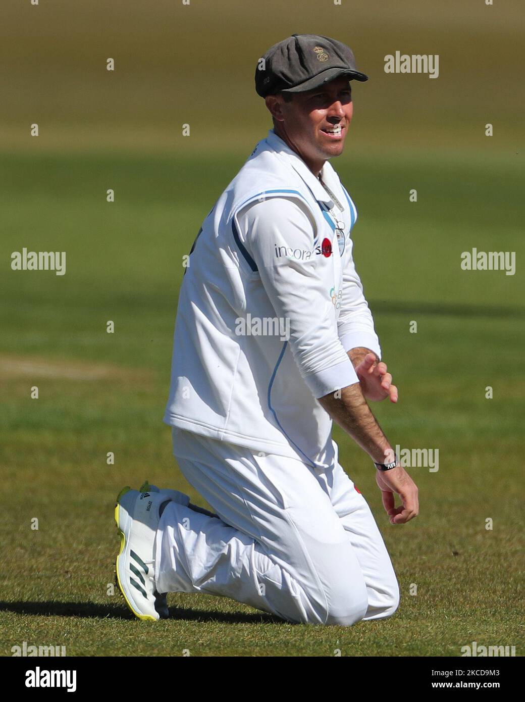 Wayne Madsen von Derbyshire während des LV= Insurance County Championship-Spiels zwischen dem Durham County Cricket Club und dem Derbyshire County Cricket Club in Emirates Riverside, Chester le Street am Donnerstag, dem 22.. April 2021. (Foto von Mark Fletcher/MI News/NurPhoto) Stockfoto