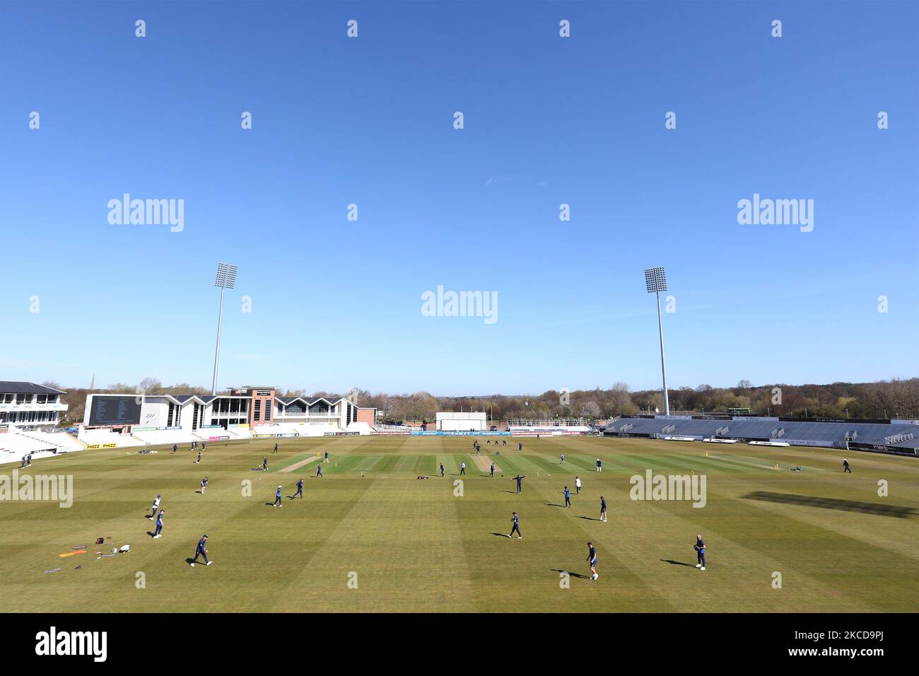 Ein allgemeiner Blick auf die Emirates Riverside vor dem LV= Insurance County Championship-Spiel zwischen dem Durham County Cricket Club und dem Derbyshire County Cricket Club in Emirates Riverside, Chester le Street am Donnerstag, dem 22.. April 2021. (Foto von Robert Smith/MI News/NurPhoto) Stockfoto