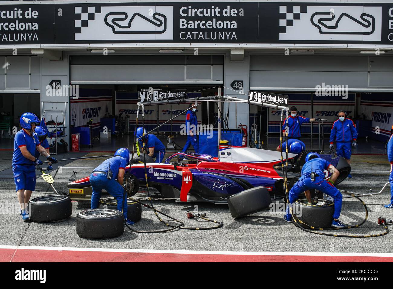 25 Marino Sato aus Japan von Trident, Aktion am dritten Tag des FIA Formel 2 Testens auf dem Circuit de Barcelona - Catalunya am 25. April 2021 in Montmelo, Spanien. (Foto von Xavier Bonilla/NurPhoto) Stockfoto