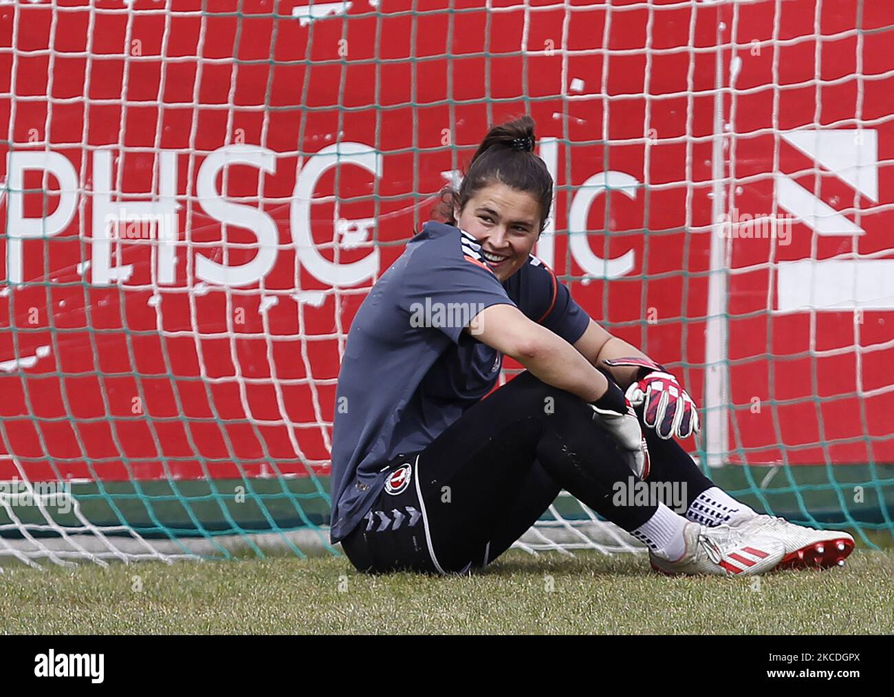 Eartha Cumings von Charlton Athletic Women während der FA Women's Championship zwischen Charlton Athletic Women und Durham Women am 25.. April 2021 beim VCD Athletic FC, Dartford, England. (Foto von Action Foto Sport/NurPhoto) Stockfoto