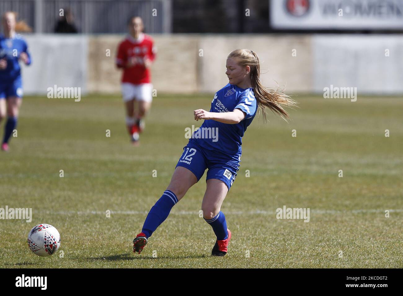 Lily Crosthwaite von Durham W.F.C während der FA Women's Championship zwischen Charlton Athletic Women und Durham Women beim VCD Athletic FC, Dartford, England, am 25.. April 2021. (Foto von Action Foto Sport/NurPhoto) Stockfoto