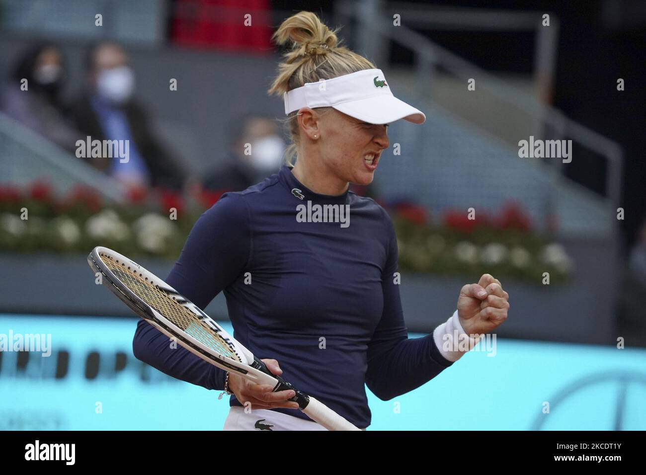 Jil Teichmann aus der Schweiz in Aktion während ihres 32-gewinnt-Spiels gegen Paula Badosa aus Spanien auf der WTA 1000 - Mutua Madrid Open 2021 in La Caja Magica am 1. Mai 2021 in Madrid, Spanien (Foto von Oscar Gonzalez/NurPhoto) Stockfoto