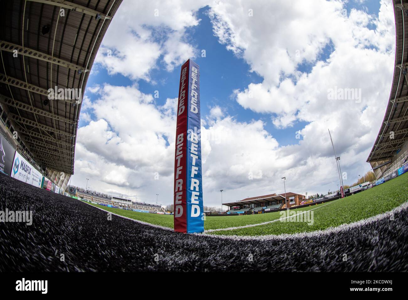 Ein allgemeiner Blick auf den Kingston Park vor dem BETFRED Championship-Spiel zwischen Newcastle Thunder und Batley Bulldogs im Kingston Park, Newcastle, England am 2.. Mai 2021. (Foto von Chris Lishman/MI News/NurPhoto) Stockfoto