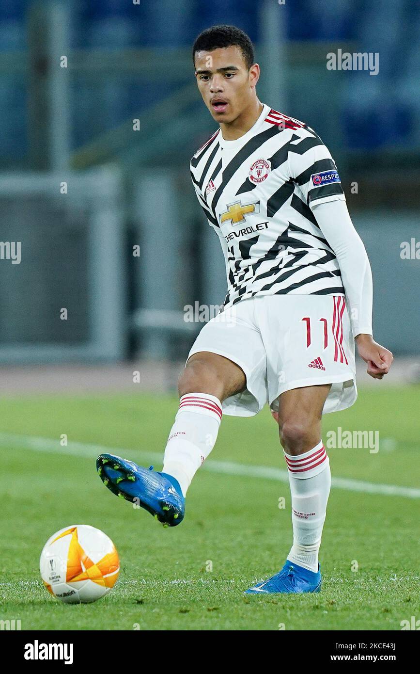 Mason Greenwood von Manchester United beim UEFA Europa League Halbfinale zwischen AS Roma und Manchester United am 6. Mai 2021 im Stadio Olimpico, Rom, Italien. (Foto von Giuseppe Maffia/NurPhoto) Stockfoto