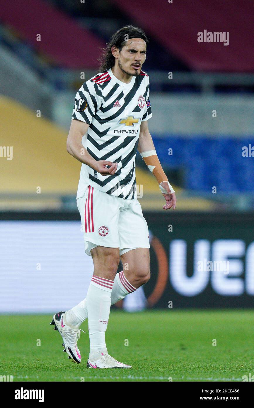 Edinson Cavani von Manchester United ist am 6. Mai 2021 im Stadio Olimpico, Rom, Italien, beim Halbfinale der UEFA Europa League zwischen AS Roma und Manchester United zu sehen. (Foto von Giuseppe Maffia/NurPhoto) Stockfoto