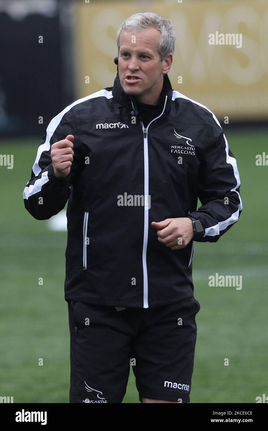 Newcastle Falcons Coach Dave Walder vor dem Spiel der Gallagher Premiership zwischen Newcastle Falcons und London Irish im Kingston Park, Newcastle am Samstag, 8.. Mai 2021. (Foto von Robert Smith/MI News/NurPhoto) Stockfoto