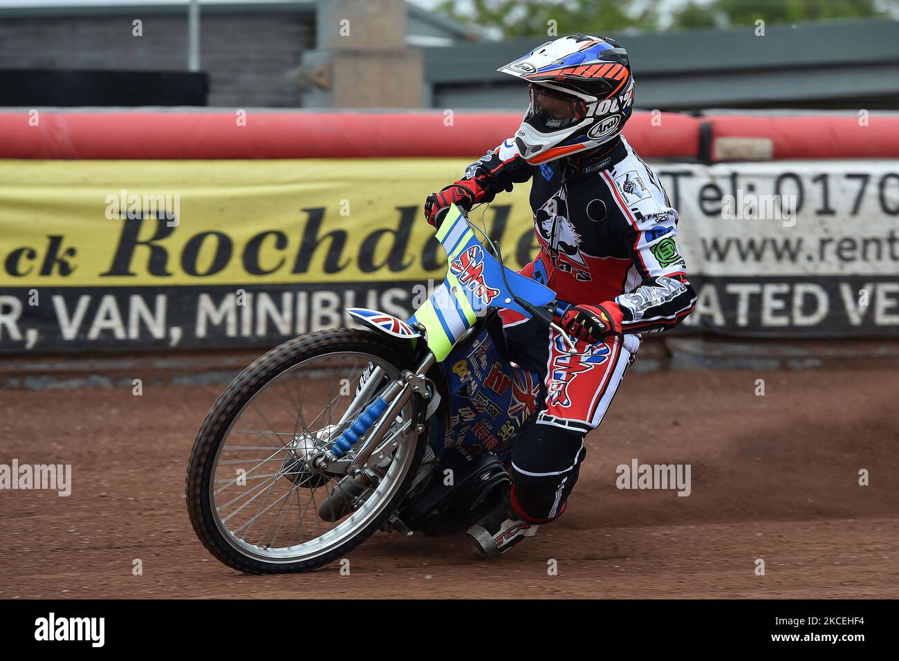 Benji Compton während des Belle Vue Aces Media Day im National Speedway Stadium, Manchester, am Donnerstag, 13.. Mai 2021. (Foto von Eddie Garvey/MI News/NurPhoto) Stockfoto