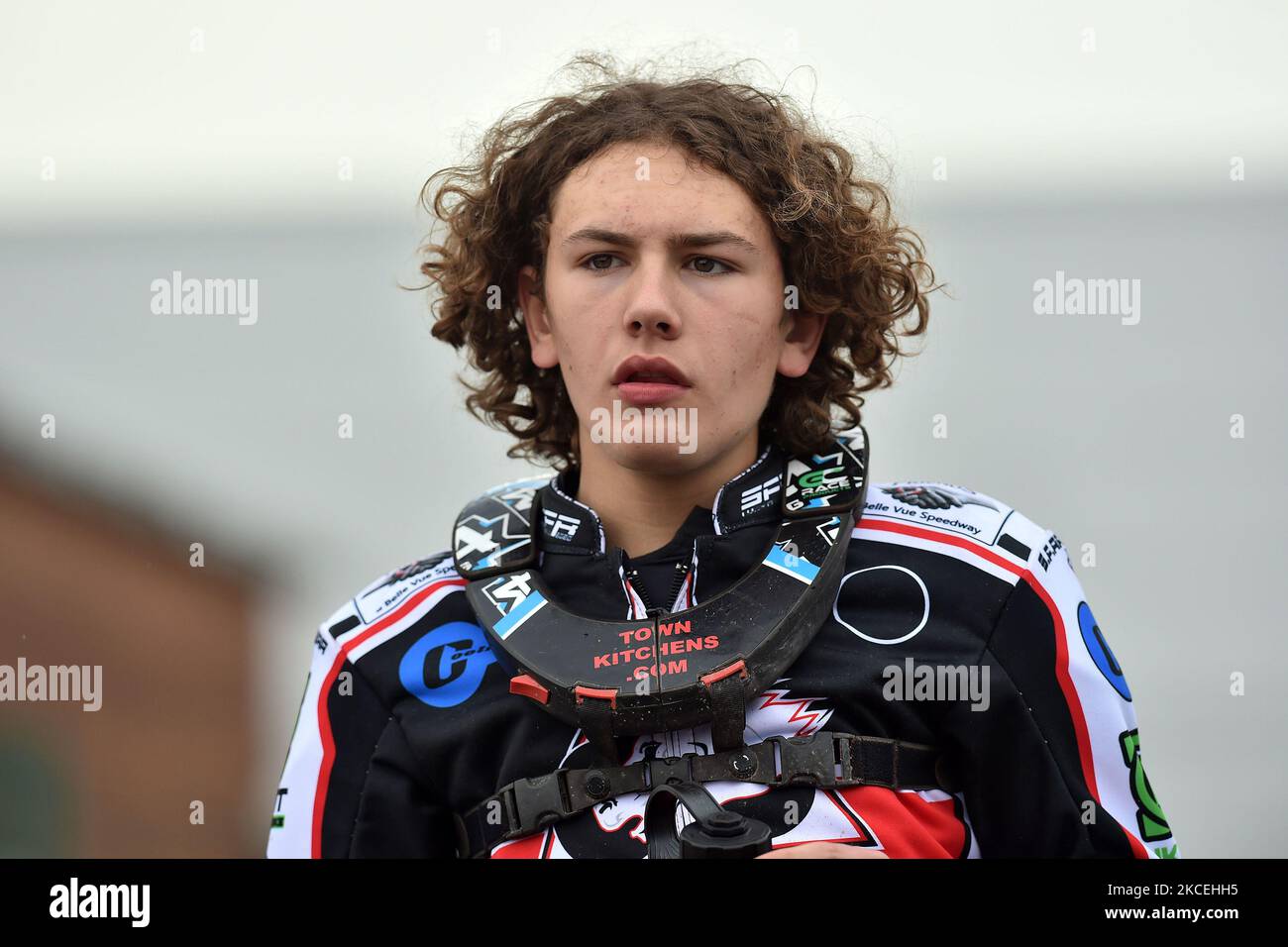 Harry McGurk während des Belle Vue Aces Media Day im National Speedway Stadium, Manchester, am Donnerstag, 13.. Mai 2021. (Foto von Eddie Garvey/MI News/NurPhoto) Stockfoto