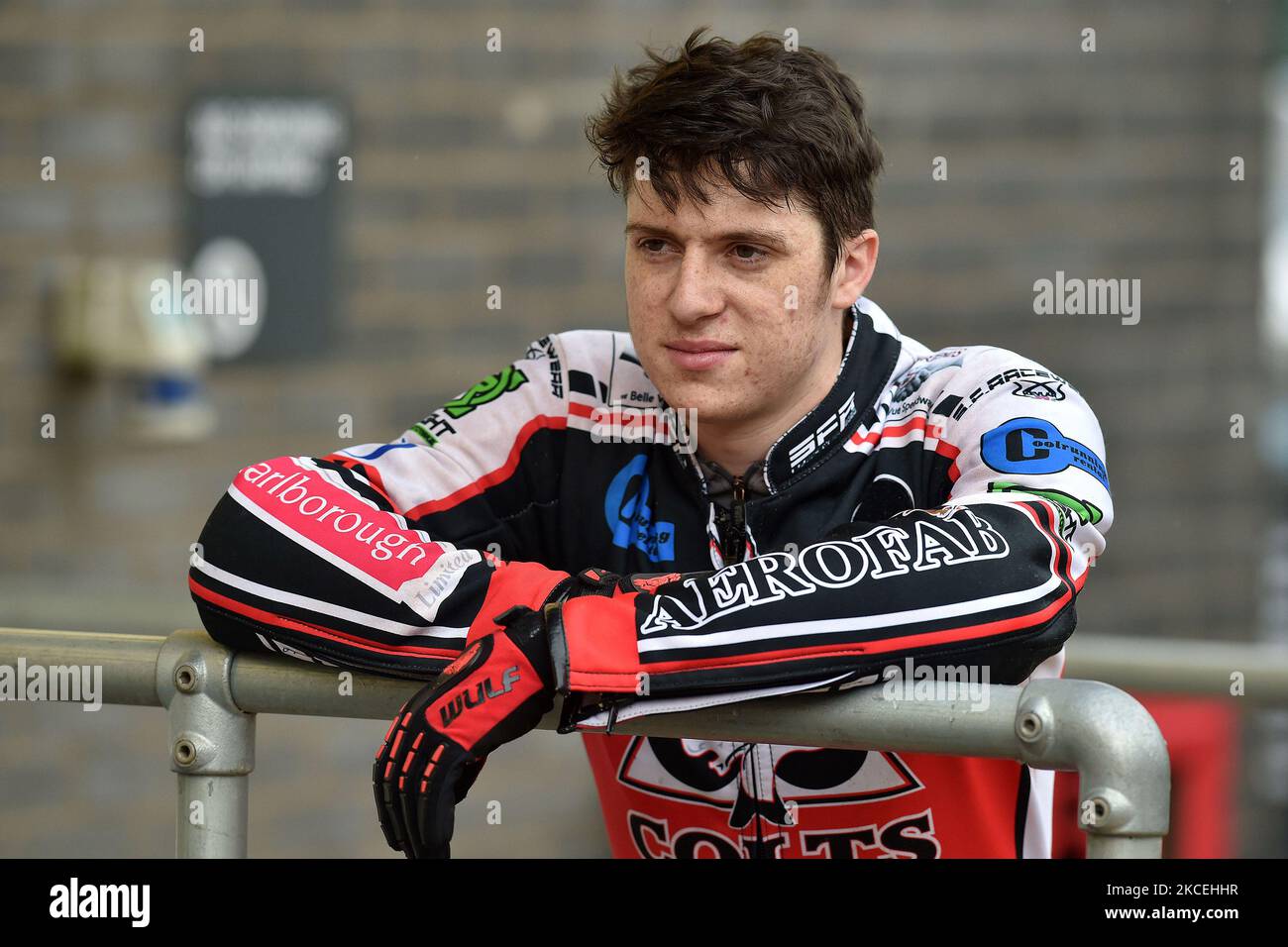 Ben Woodhull während des Belle Vue Aces Media Day im National Speedway Stadium, Manchester, am Donnerstag, 13.. Mai 2021. (Foto von Eddie Garvey/MI News/NurPhoto) Stockfoto