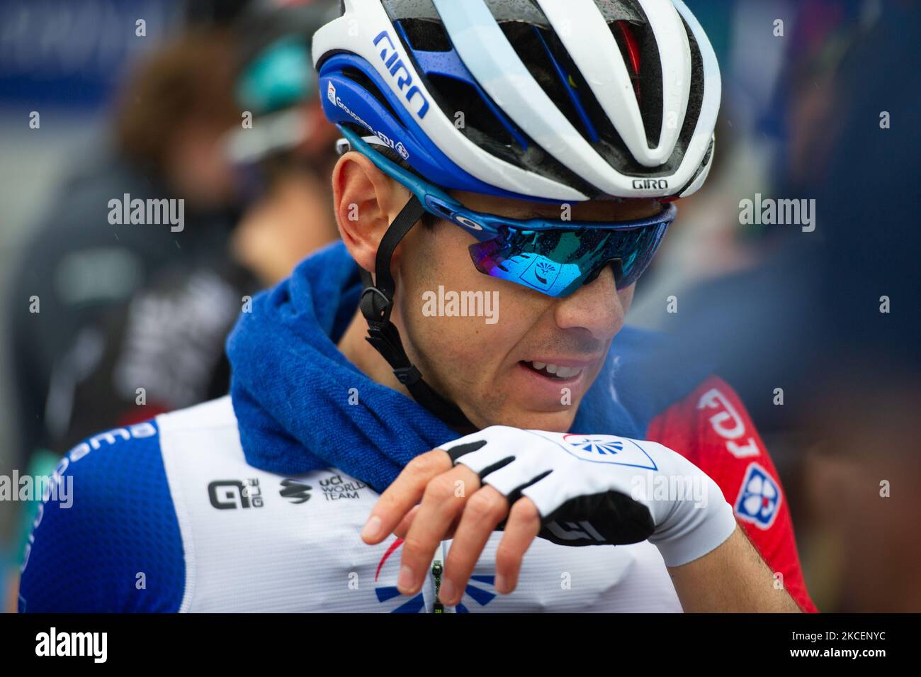 Matteo Badilatti aus der Schweiz und Team Groupama - FDJ bei der Ankunft während der 104. Giro d'Italia 2021, Etappe 9 eine 158km Etappe von Castel di Sangro nach Campo Felice - Rocca di Cambio am 16. Mai 2021 in Campo Felice - Rocca di Cambio, Italien. (Foto von Lorenzo Di Cola/NurPhoto) Stockfoto