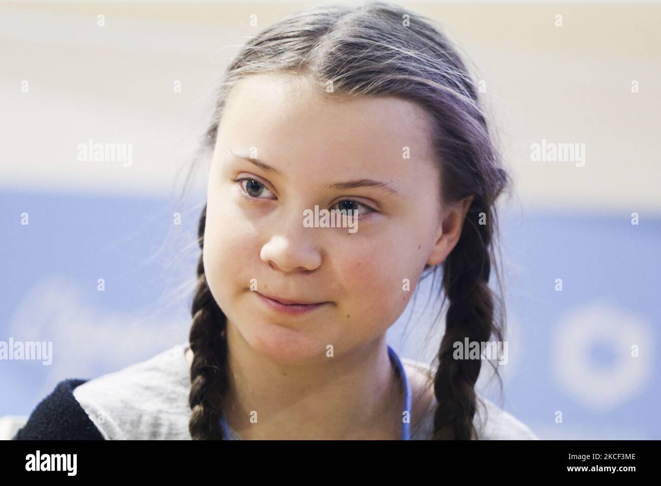 Die 15-jährige schwedische Klimaaktivistin Greta Thunberg während der COP 24, der Konferenz der Vertragsparteien des Rahmenübereinkommens der Vereinten Nationen über Klimaänderungen 24., die vom 2. Bis 14. Dezember stattfindet. Katowice, Polen am 5.. Dezember 2018. (Foto von Beata Zawrzel/NurPhoto) Stockfoto