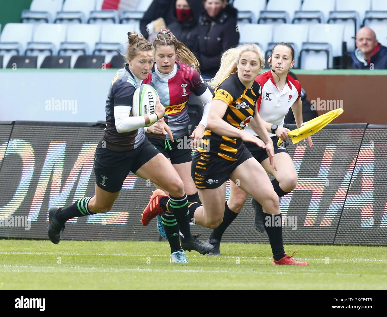 Emily Scott von Harlequins Women beim Premier Semi- Final Match zwischen Harlequins Women und Wesps Ladies im Twickenham Stoop Stadium am 22. Mai 2021 in London, England. (Foto von Action Foto Sport/NurPhoto) Stockfoto