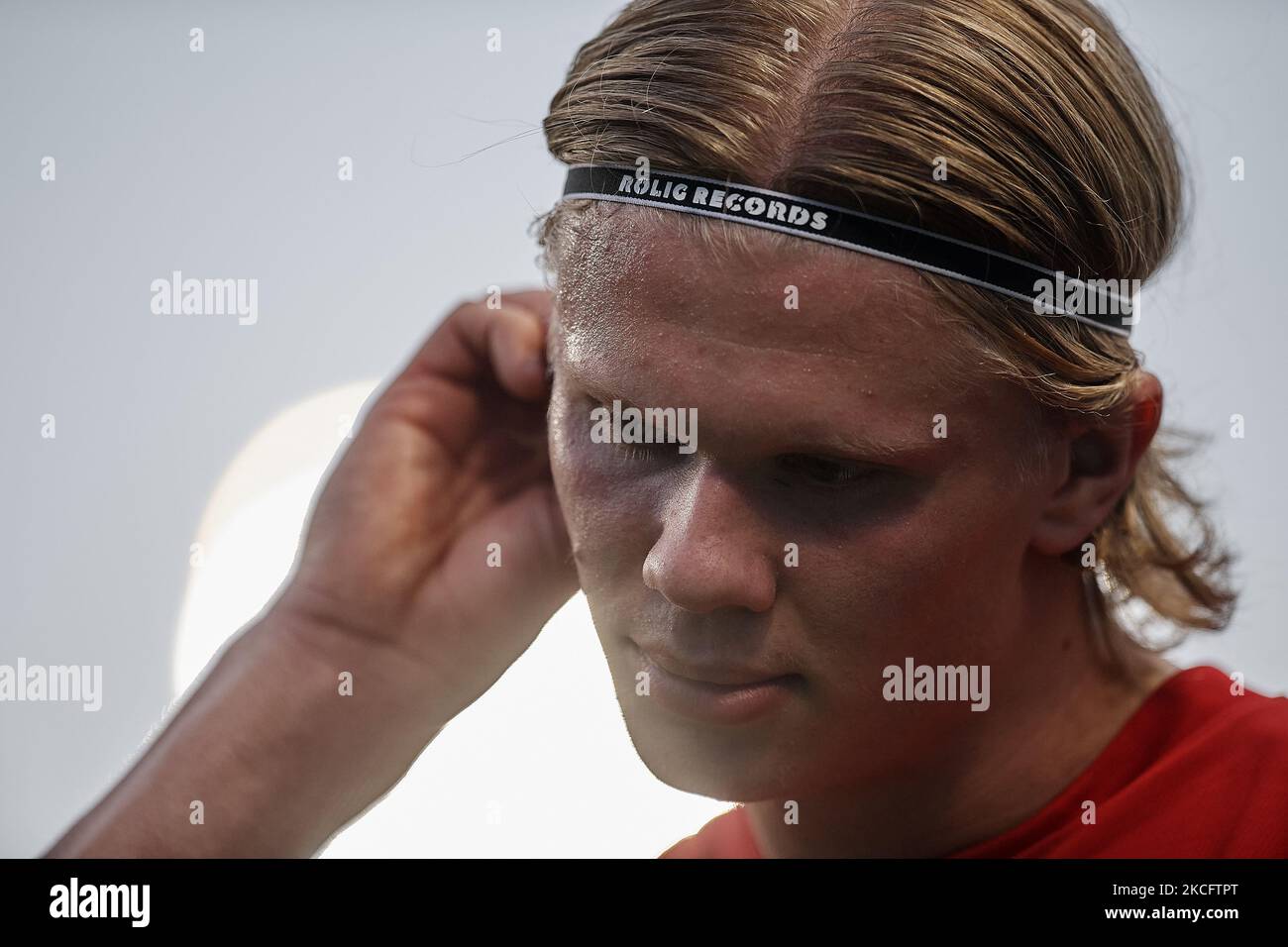 Erling Haaland (Borussia Dortmund) aus Norwegen beim internationalen Freundschaftsspiel zwischen Norwegen und Luxemburg im Estadio La Rosaleda am 2. Juni 2021 in Malaga, Spanien. (Foto von Jose Breton/Pics Action/NurPhoto) Stockfoto