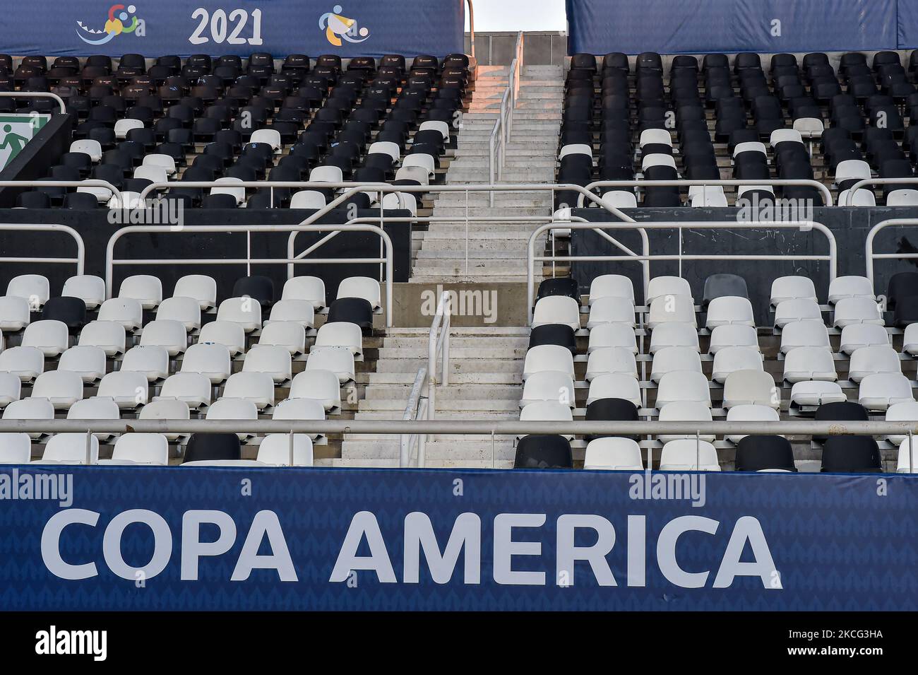 Gesamtansicht des Engenhão-Stadions für das Spiel zwischen Argentinien und Chile für die Copa America 2021, am 14. Juni 2021 in Rio de Janeiro, Brasilien. (Foto: Thiago Ribeiro/NurPhoto) Stockfoto