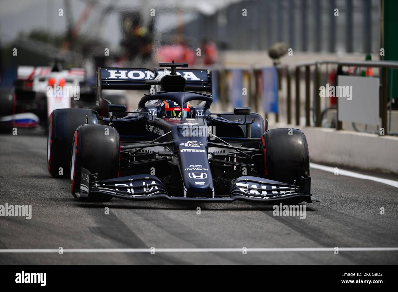 Yuki Tsunoda von der Scuderia Alpha Tauri Honda fährt seinen AT02-Sitzer im Qualifying des französischen GP auf dem Paul Ricard Circuit in Le Castelett, Provence-Alpes-Côte d'Azur, Frankreich, 19. Juni 2021 (Foto: Andrea Diodato/NurPhoto) Stockfoto
