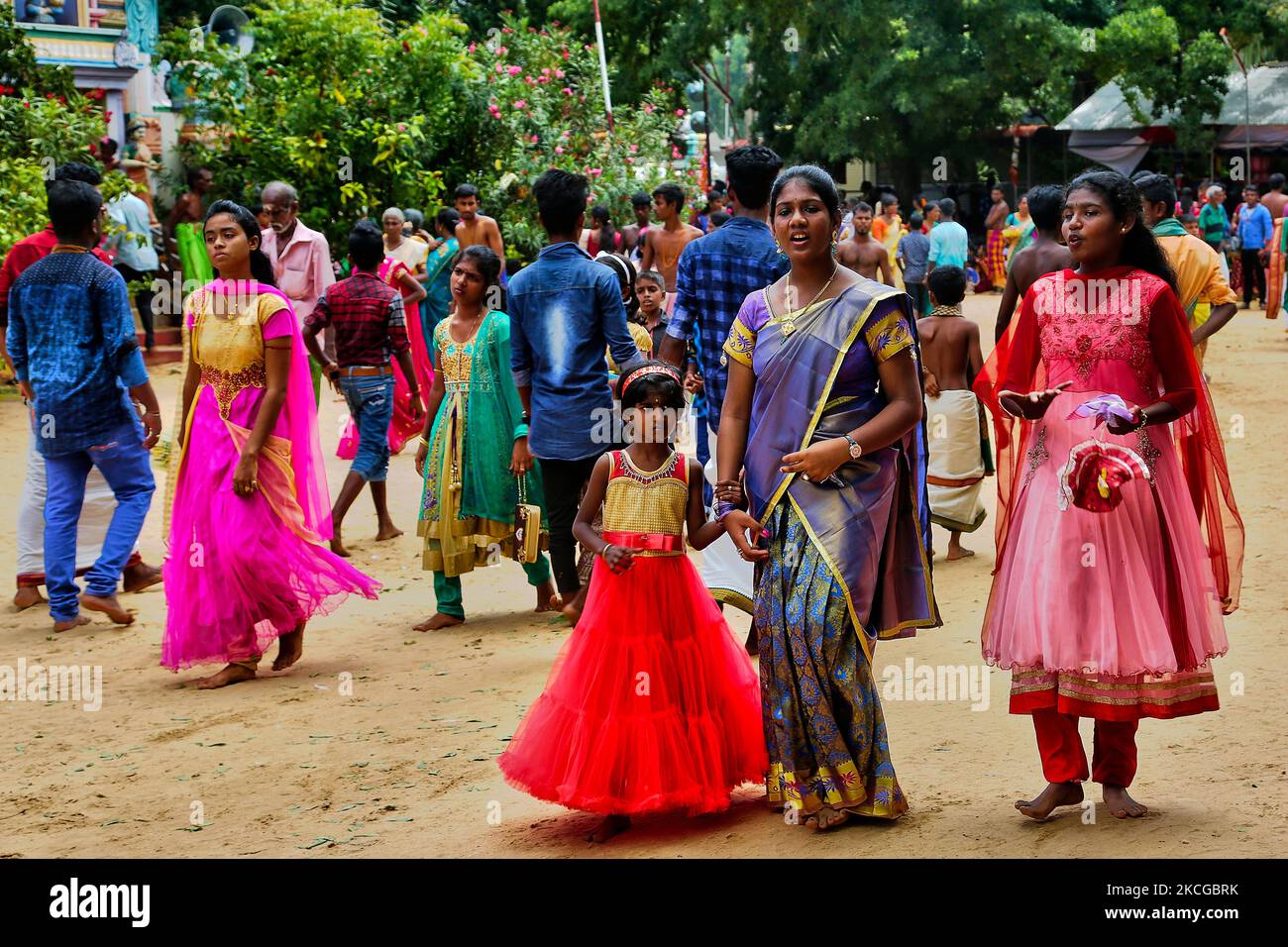 Tamilische Hindu-Anhänger feiern das Amman Ther Thiruvizha Festival im Tellipalai Amman Tempel in Tellipalai, Nordprovinz, Sri Lanka. (Foto von Creative Touch Imaging Ltd./NurPhoto) Stockfoto