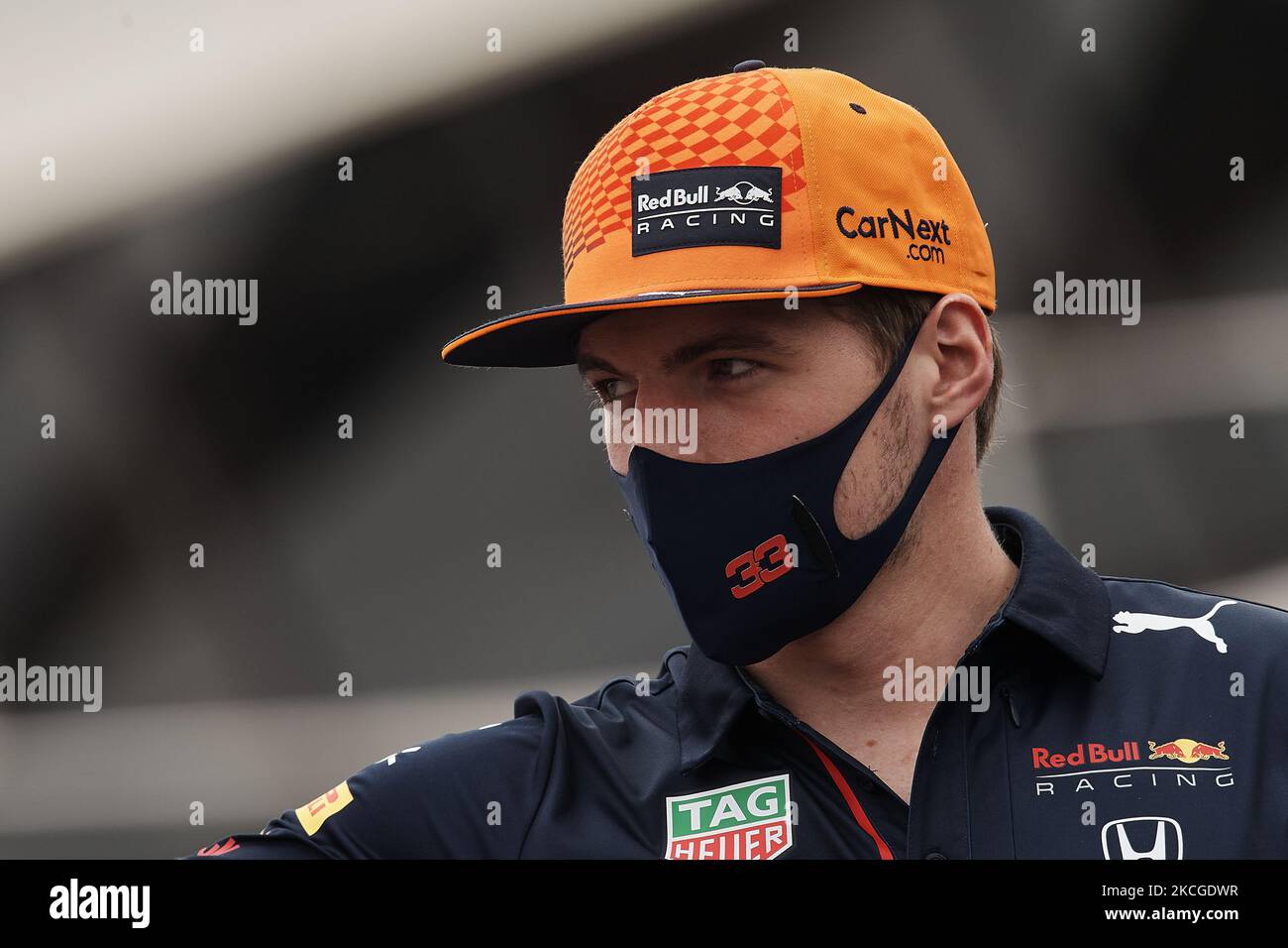 Der Niederländer Max Verstappen und der (33) Red Bull Racing beim Grand Prix von Frankreich F1 auf dem Circuit Paul Ricard am 27. Juni 2021 in Le Castellet, Frankreich. (Foto von Jose Breton/Pics Action/NurPhoto) Stockfoto