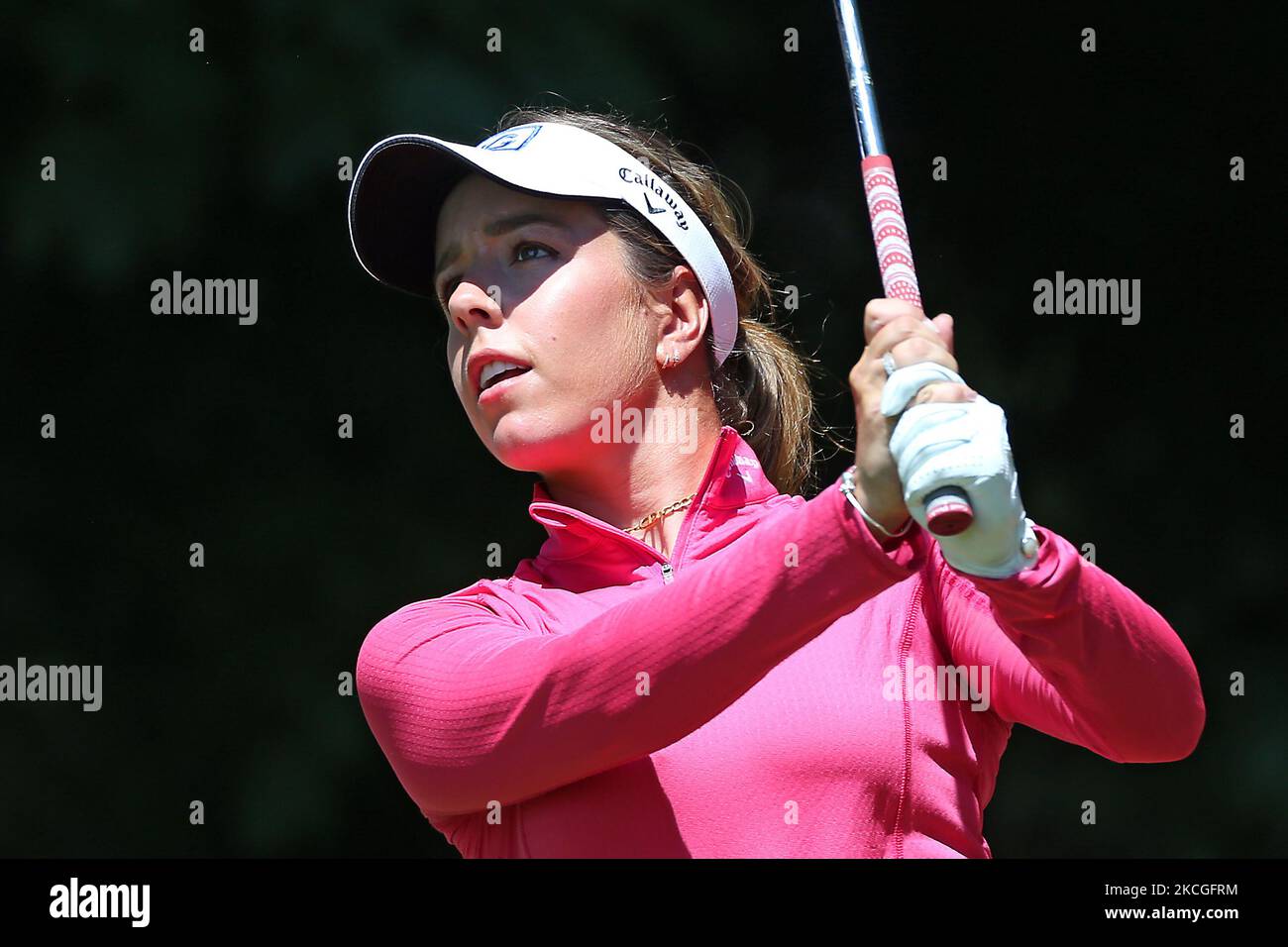 Charley Hall of England trifft vom 7. T-Shirt während der Finalrunde des Meijer LPGA Classic Golfturniers im Blythefield Country Club in Belmont, MI, USA Sonntag, 20. Juni 2021. (Foto von Amy Lemus/NurPhoto) Stockfoto