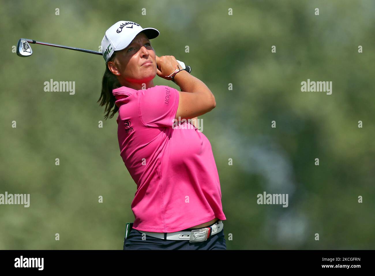 Perrine Delacour aus Laon, Frankreich trifft beim zweiten Lauf des Meijer LPGA Classic Golfturniers im Blythefield Country Club in Belmont, MI, USA, am Freitag, 18. Juni 2021 vom Abschlag. (Foto von Amy Lemus/NurPhoto) Stockfoto