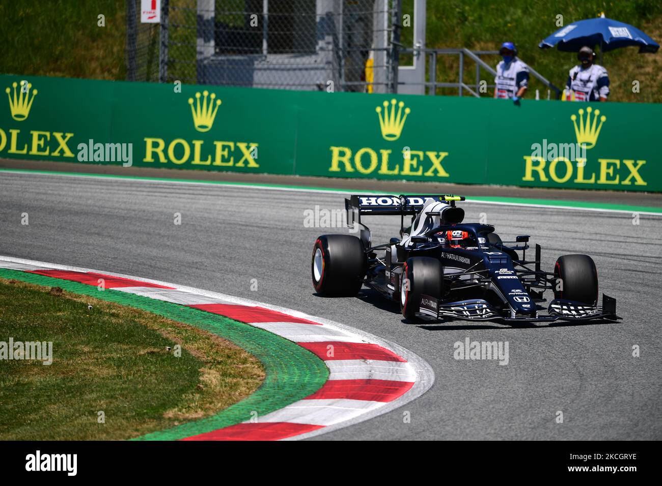 Pierre Gasly von der Scuderia Alpha Tauri Honda fährt seinen AT02-Sitzer während des Qualifyings des Großen Preises von Österreich, der Formel-1-Weltmeisterschaft 9. im Red Bull Ring in Spielberg, Steiermark, Österreich, 3. Juli 2021 (Foto: Andrea Diodato/NurPhoto) Stockfoto