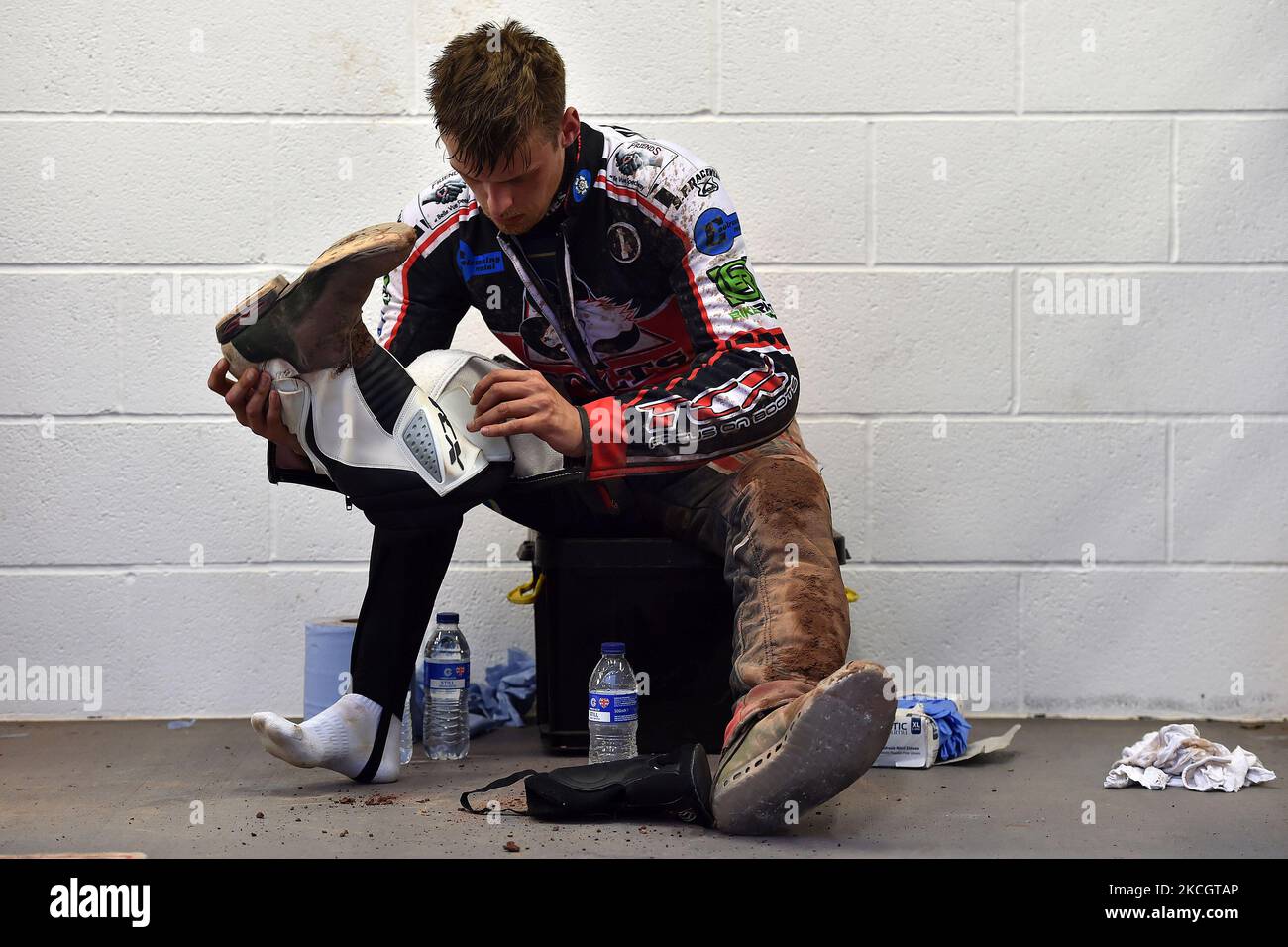 Jack Parkinson Blackburn während des Spiels der National Development League zwischen Belle Vue Aces und Kent Royals am Freitag, dem 2.. Juli 2021, im National Speedway Stadium in Manchester. (Foto von Eddie Garvey/MI News/NurPhoto) Stockfoto