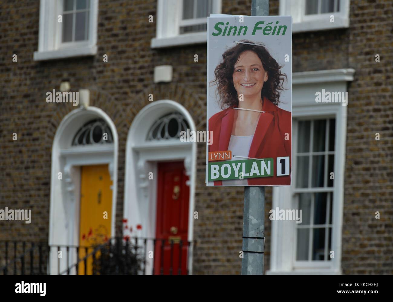 Sinn Fein-Politikerin Lynn Boylan Wahlplakat im Stadtzentrum von Dublin. Am Donnerstag, 08. Juli 2021, in Dublin, Irland (Foto: Artur Widak/NurPhoto) Stockfoto