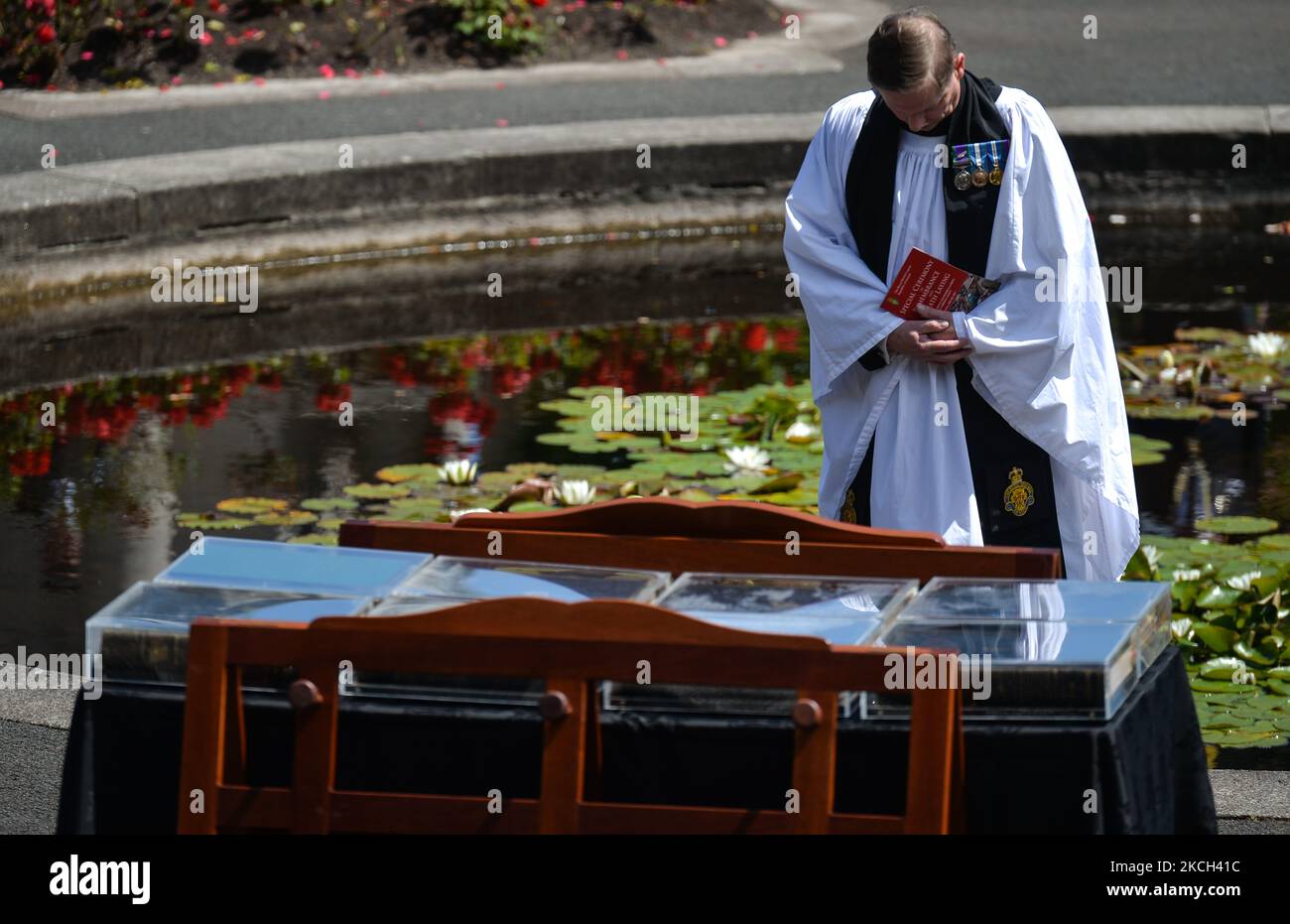 Die Zeremonie anlässlich des 105.. Jahrestages der Schlacht an der Somme in den Irish National war Memorial Gardens auf der Islandbridge in Dublin. Am Samstag, 10. Juli 2021, in Dublin, Irland (Foto: Artur Widak/NurPhoto) Stockfoto