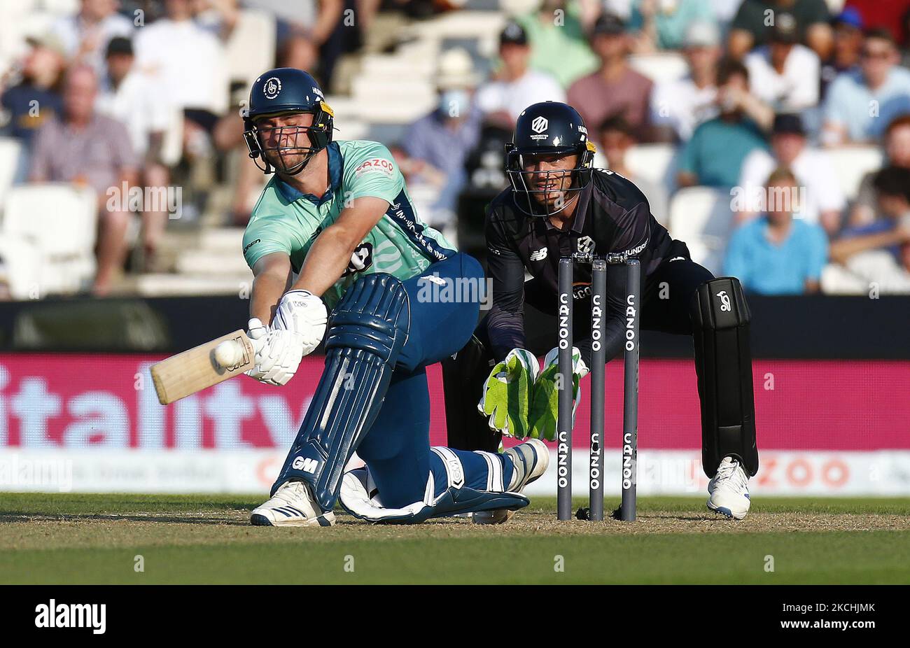 Will Jacks of Oval Invincibles während der Hundert zwischen Oval Invincible Men und Manchester Originals Men im Kia Oval Stadium, in London, Großbritannien am 22.. Juli 2021. (Foto von Action Foto Sport/NurPhoto) Stockfoto