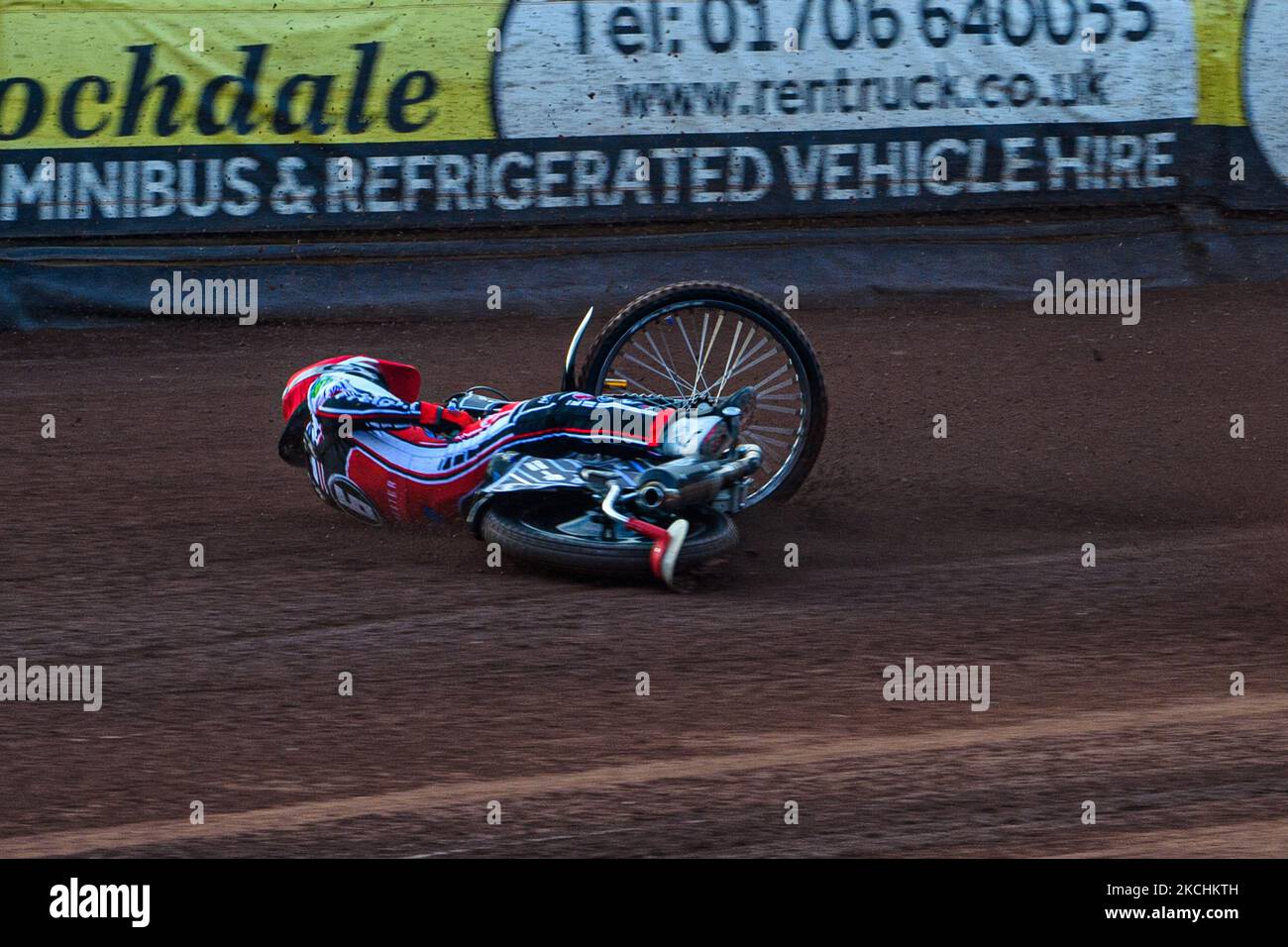 Sam McGurk dreht sich am 23.. Juli 2021 während des Spiels der National Development League zwischen Belle Vue Colts und Eastbourne Seagulls im National Speedway Stadium, Manchester, England. (Foto von Ian Charles/MI News/NurPhoto) Stockfoto