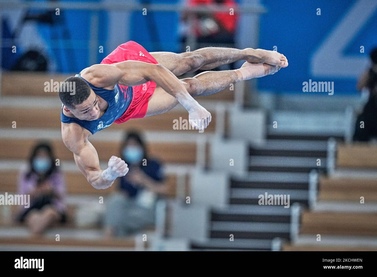 Joe Fraser aus Großbritannien beim Finale der Herren im Kunstturnen-Finale bei den Olympischen Spielen in Tokio im Ariake Gymnastik Center, Tokio, Japan, am 28. Juli 2021. (Foto von Ulrik Pedersen/NurPhoto) Stockfoto