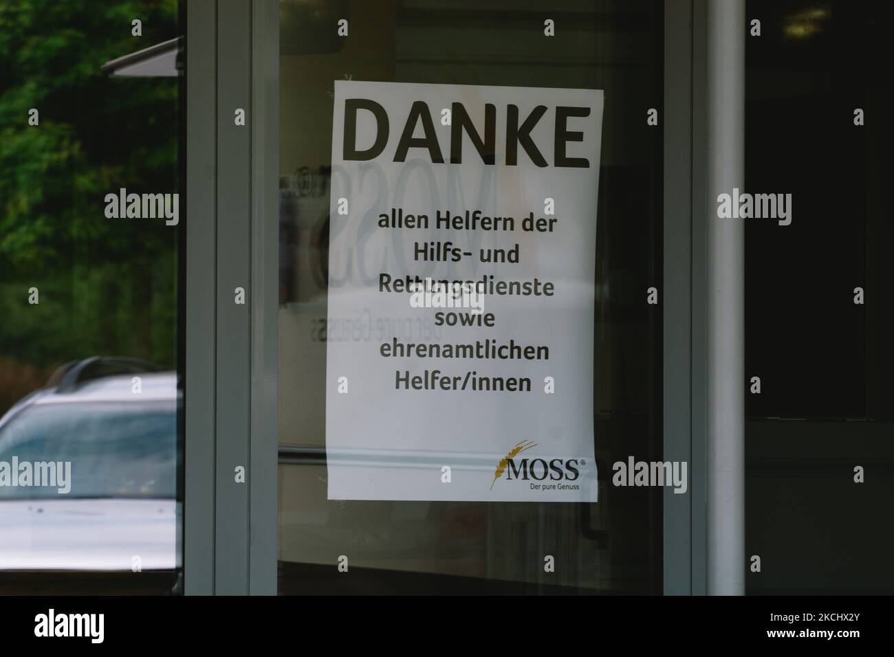 Vielen Dank für die vielen Helfer, die am 28. Juli 2021 in Stolberg, Deutschland, zu sehen sind (Foto: Ying Tang/NurPhoto) Stockfoto