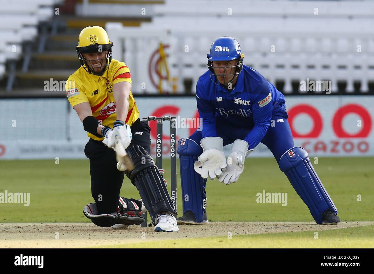 Tom Moores von Trent Rockets Men während der Hundert Zwischen London Spirit Men und Trent Rockets Men im Lord's Stadium, London, Großbritannien am 29.. Juli 2021 (Foto by Action Foto Sport/NurPhoto) Stockfoto