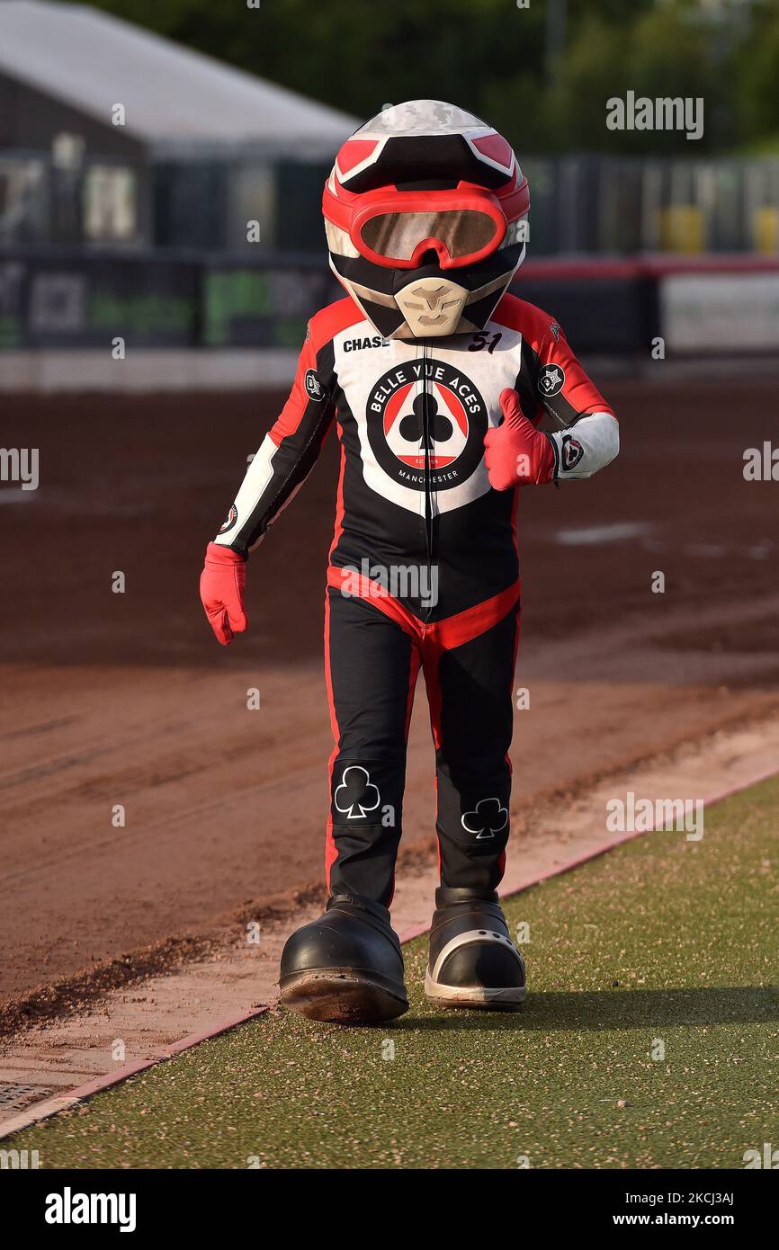 Verfolge das Ace während des Spiels der National Development League zwischen Belle Vue Aces und Leicester Lion Cubs am Donnerstag, dem 29.. Juli 2021, im National Speedway Stadium in Manchester. (Foto von Eddie Garvey/MI News/NurPhoto) Stockfoto