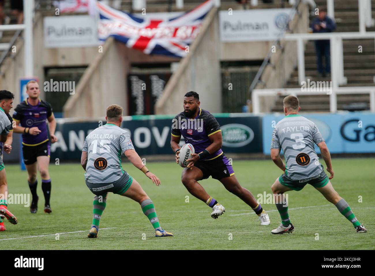 Ukuma Ta'ai von Newcastle Thunder in Aktion während des BETFRED Championship-Spiels zwischen Newcastle Thunder und Whitehaven RLFC im Kingston Park, Newcastle am Sonntag, 1.. August 2021. (Foto von Chris Lishman/MI News/NurPhoto) Stockfoto