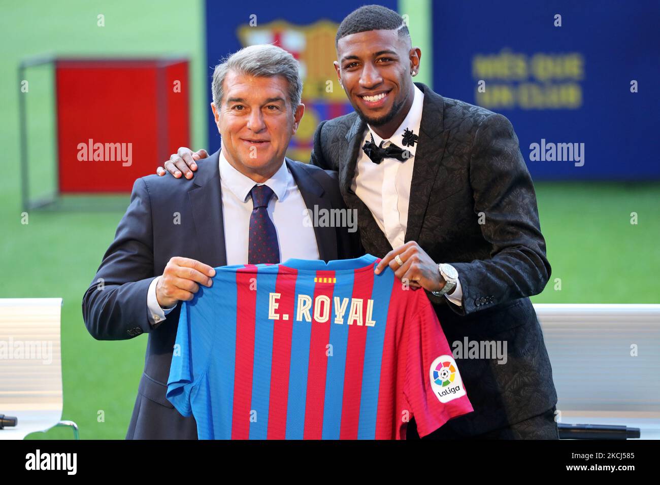 Die Präsidentin Joan Laporta während der Präsentation von Emerson Royal als neuer Spieler des FC Barcelona am 02.. August 2021 in Barcelona, Spanien. -- (Foto von Urbanandsport/NurPhoto) Stockfoto