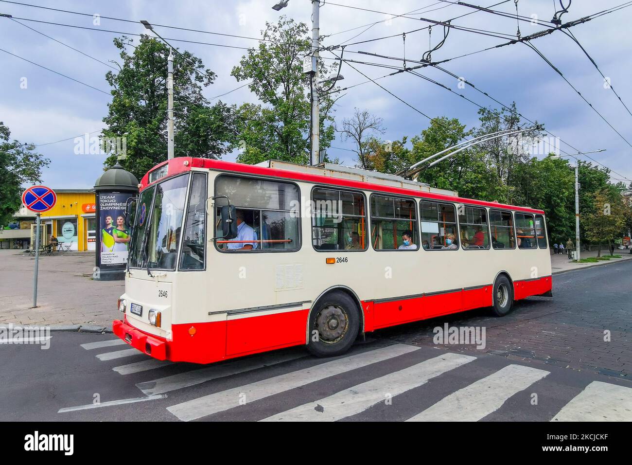 Ein Obus in Vilnius, Litauen, am 27. Juli 2021. (Foto von Beata Zawrzel/NurPhoto) Stockfoto