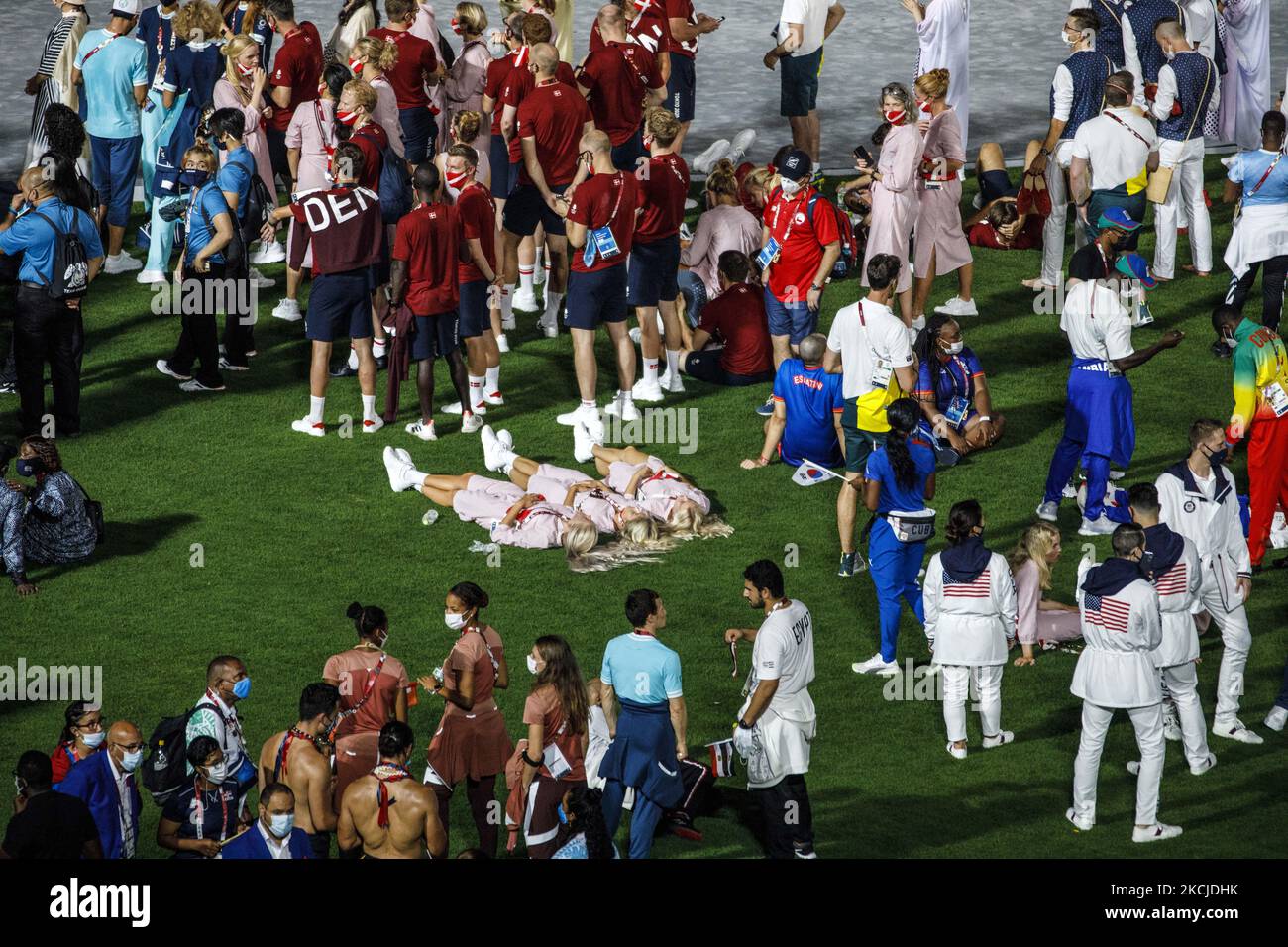 Abschlussfeier der Olympischen Spiele 2020 in Tokio im Olympiastadion. (Foto von Ayman Aref/NurPhoto) Stockfoto