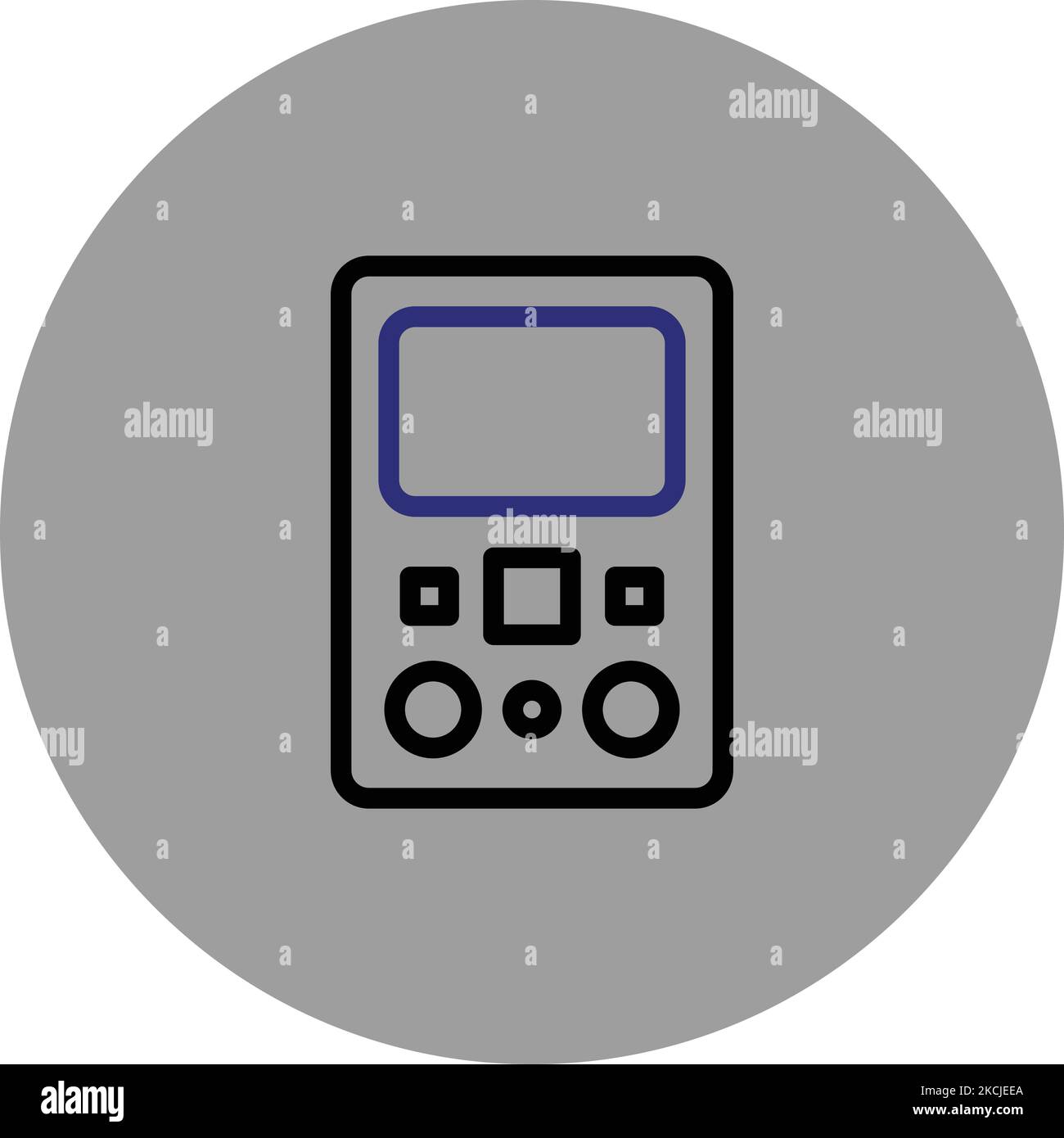Calculator-Symbol Schwarz-Blau-Symbol Vektor-Symbol Grauer Hintergrund Android-Symbol Vektorbild Kreisform-Symbol Illustrator-Datei EPS-Datei Illustration Stock Vektor